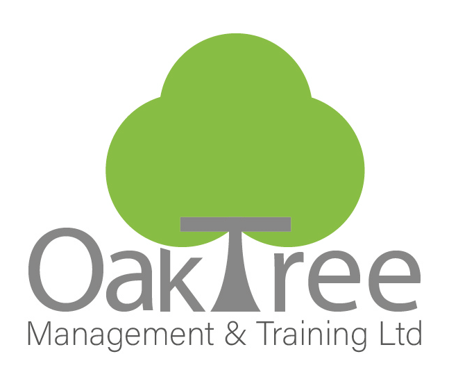 Oak Tree Logo Oak Tree Logo - Grey writing with green tree. T goes within the green tree. Oak Tree Management & Training Ltd